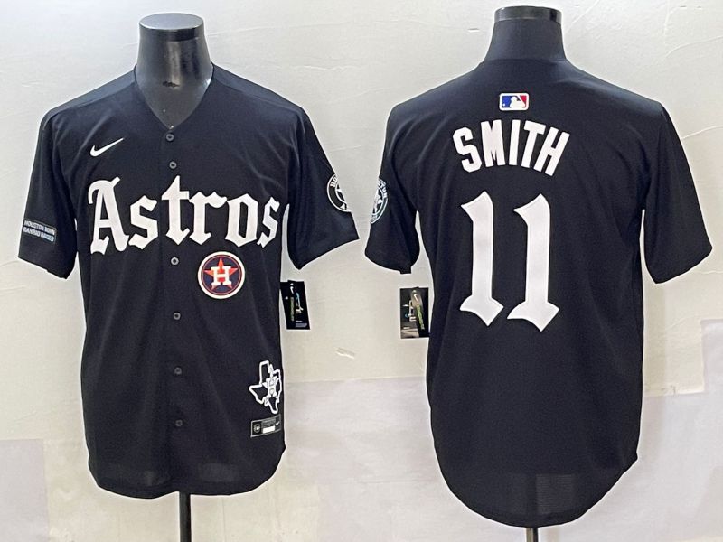 Men 2025 Houston Astros #11 Smith Black Five generations Joint Name Nike MLB Jersey style 47->houston astros->MLB Jersey